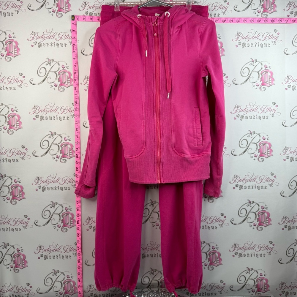 lululemon athletica set 2 piece sweater and pants Hot Pink Zip-Up Hoodie vintage